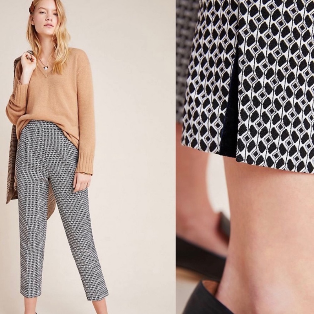 Anthropologie NWT Larkin Jacquard Trousers size sm